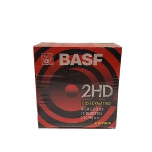 BASF 2HD Dos Formatted High Density Double Sided 10 Diskettes New Sealed